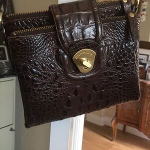 Brown Brahmin Croc embossed leather crossbody